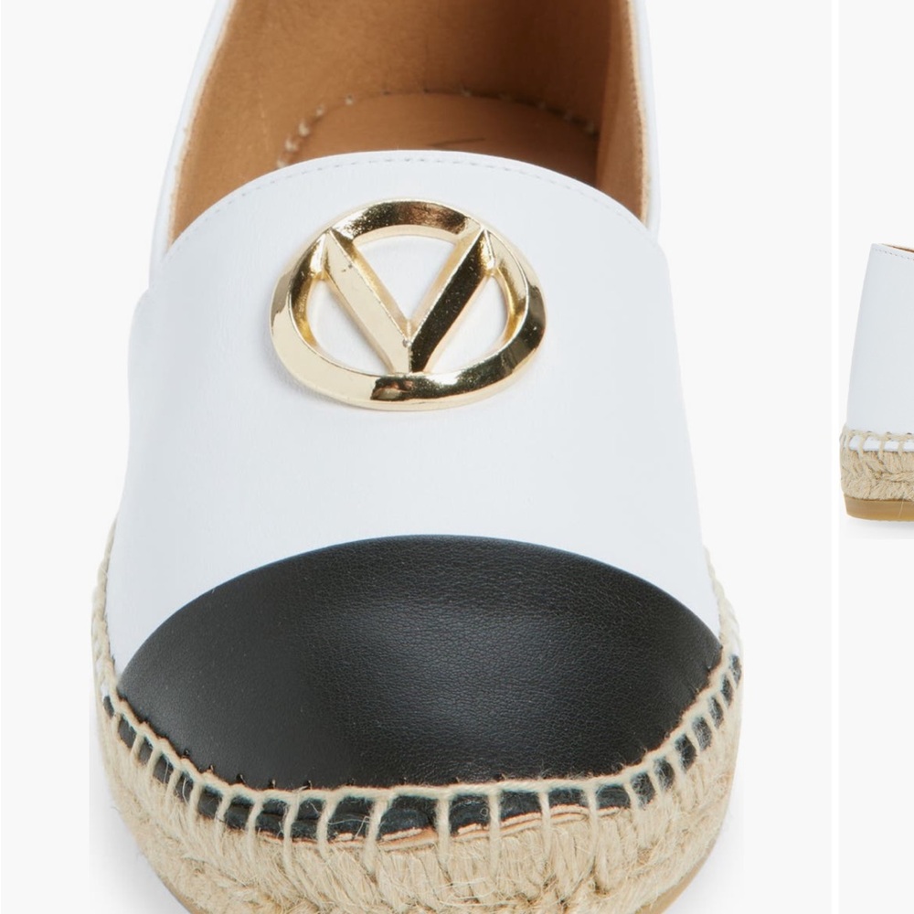 Valentino By Mario Valentino White and Black Espadrilles